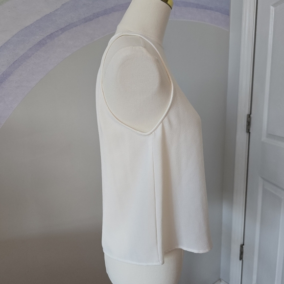 American Apparel | Small | White Crepe Open Back High Neck Sleeveless Tank - Picture 4 of 6